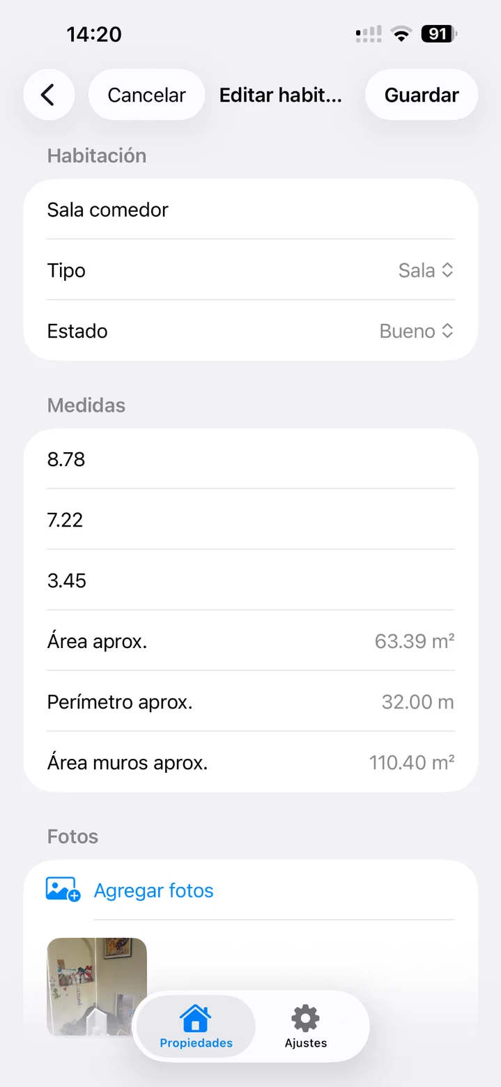 Edición de medidas aproximadas en InmoScan Express