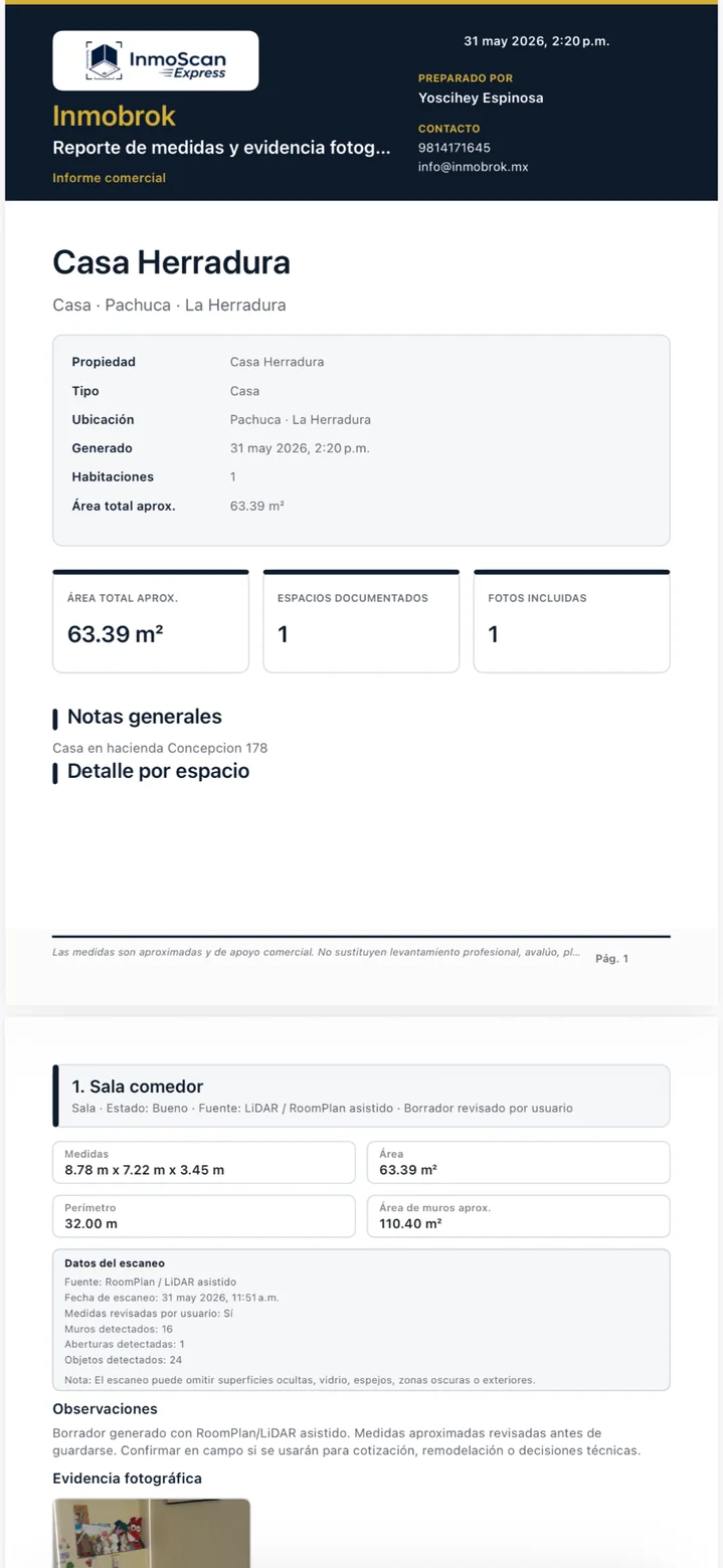 Reporte PDF premium en InmoScan Express